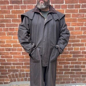 Waxed Cotton Duster Overcoat Brown Outback Style